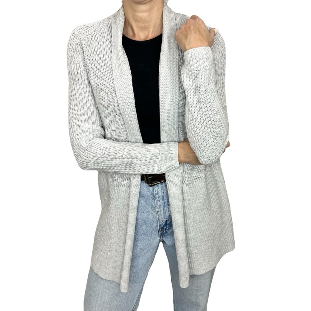 Simons Contemporaine cotton blend grey open front tunic cardigan sweater XS
